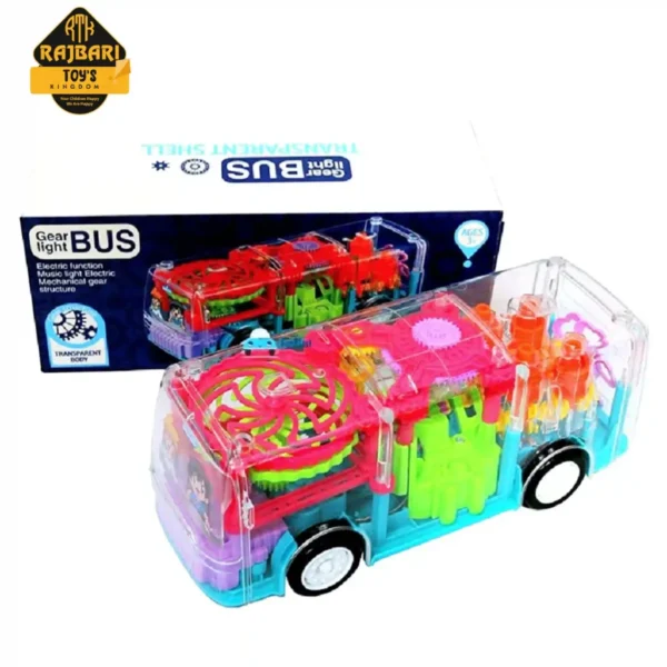 Transparent 3D Flashing Led Light with Musical Concept Gear Bus For Kids - Image 2