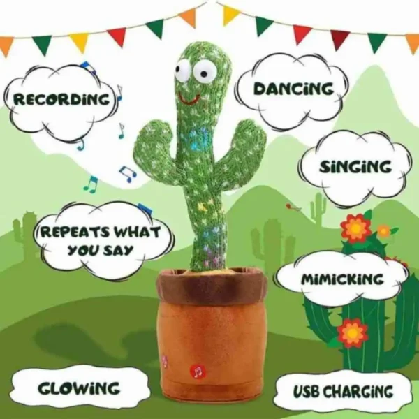 Rechargeable Dancing, Lights, Music & Talking Cactus Toys For Kids - Image 2