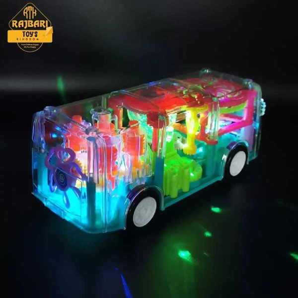 Transparent 3D Flashing Led Light with Musical Concept Gear Bus For Kids - Image 3