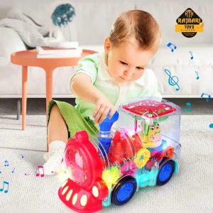 3D Colourfull Light & Musical Concept Transparent Gear Train Toys For Kids