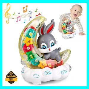 3D Colourfull Light & Musical Concept Transparent Gear Moon Rabbit Toys For Kids