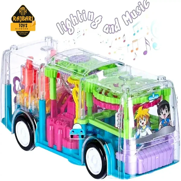 Transparent 3D Flashing Led Light with Musical Concept Gear Bus For Kids - Image 4