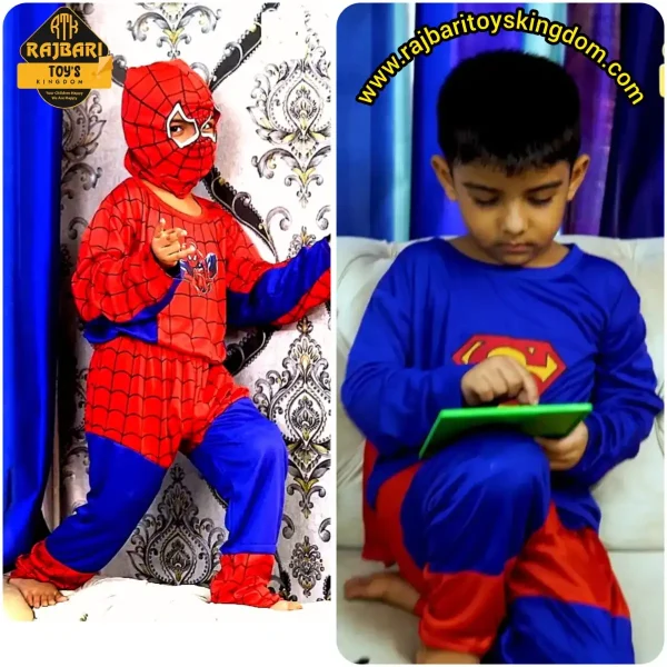 Super Hero Combo Pack-Comfortable, Fancy Spider-Man & Super-Man Dress Costume For Kids - Image 3