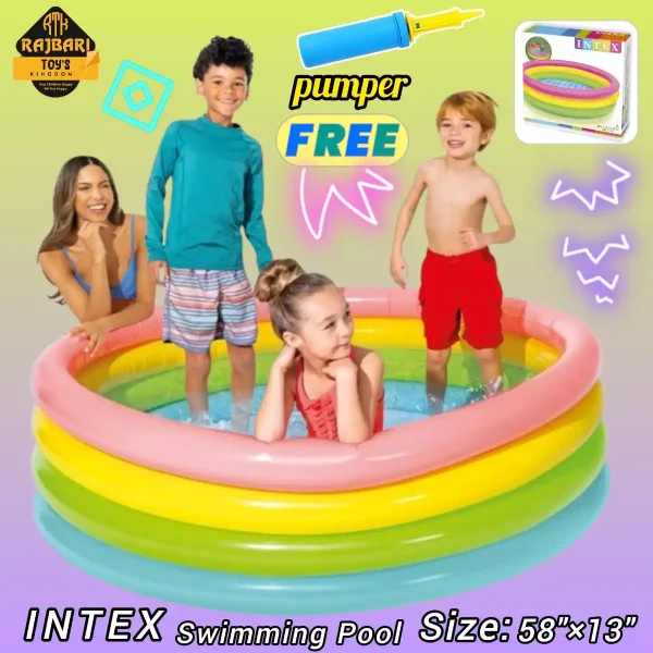 Intex Inflatable Baby Bath Tub Swimming Pool 58"inch x 13"inch (Multicolor)