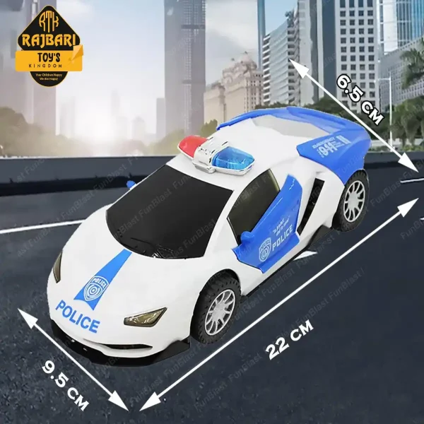 Battery System 3D Light, Music & 360 degrees Rotate Police Car Toy For Kids - Image 3